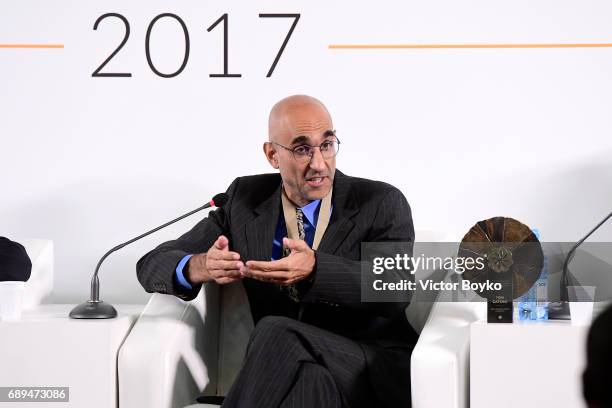 Aurora Prize Laureate Dr. Tom Catena during the 2017 Aurora Prize Ceremony at the Karen Demirtchian Sport/Concert Complex on May 28, 2017 in Yerevan,...