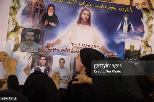 Prayers in 'Deir El-Garnouse Coptic church , near Al-Minya for the victims of of a terrorist attack. The prayers used to made in the homes of each...