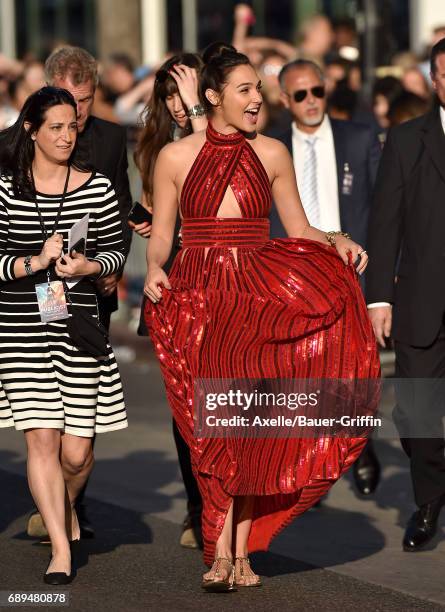 Actress Gal Gadot arrives at the premiere of Warner Bros. Pictures' 'Wonder Woman' at the Pantages Theatre on May 25, 2017 in Hollywood, California.