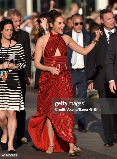 Actress Gal Gadot arrives at the premiere of Warner Bros. Pictures' 'Wonder Woman' at the Pantages Theatre on May 25, 2017 in Hollywood, California.