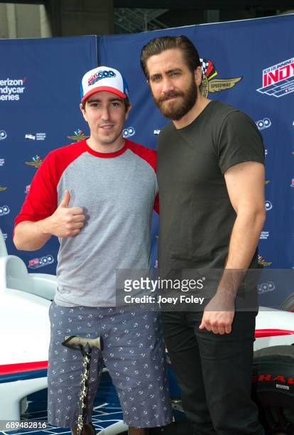 Jeff Bauman and Actor Jake Gyllenhaal attends the 101st Indianapolis 500 at Indianapolis Motor Speedway on May 28, 2017 in Indianapolis, Indiana.