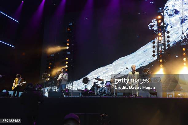 Matthew Followill, Caleb Followill, Nathan Followill and Jared Followill of the band Kings of Leon attend Day 2 of BBC Radio 1's Big Weekend 2017 at...