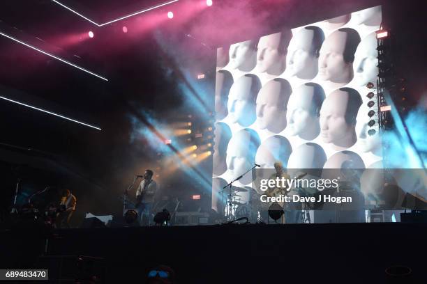 Matthew Followill, Caleb Followill, Nathan Followill and Jared Followill of the band Kings of Leon attend Day 2 of BBC Radio 1's Big Weekend 2017 at...