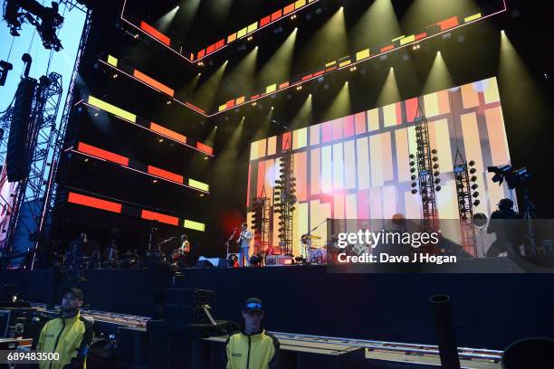 Matthew Followill, Caleb Followill, Nathan Followill and Jared Followill of the band Kings of Leon attend Day 2 of BBC Radio 1's Big Weekend 2017 at...