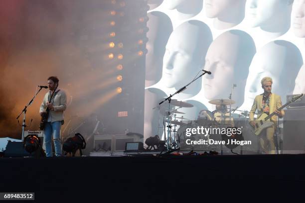 Caleb Followill and Jared Followill of the band Kings of Leon attend Day 2 of BBC Radio 1's Big Weekend 2017 at Burton Constable Hall on May 28, 2017...