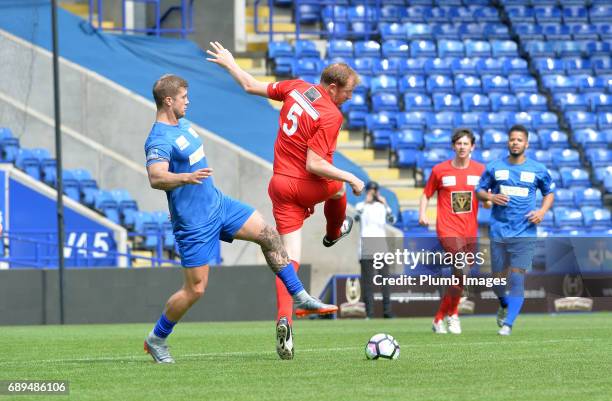 May 28: TOWIE's Dan Osborne in action during the Celebrity Charity Football Match at King Power Stadium on May 28 , 2017 in Leicester, United Kingdom.