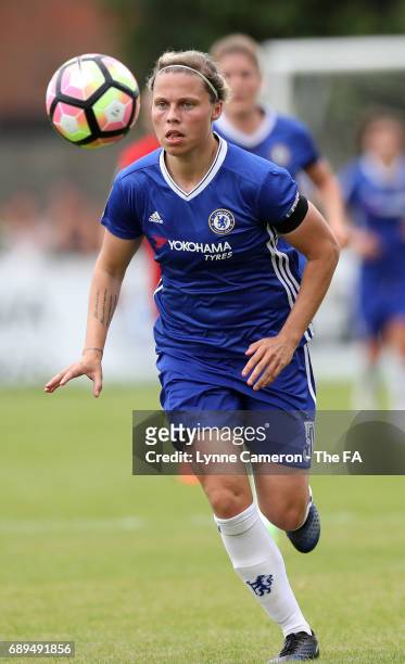 Gilly Flaherty of Chelsea Ladies during the match WSL1 Spring Series match at Wheatsheaf Park between Chelsea Ladies v Liverpool Ladies: WSL1 on May...