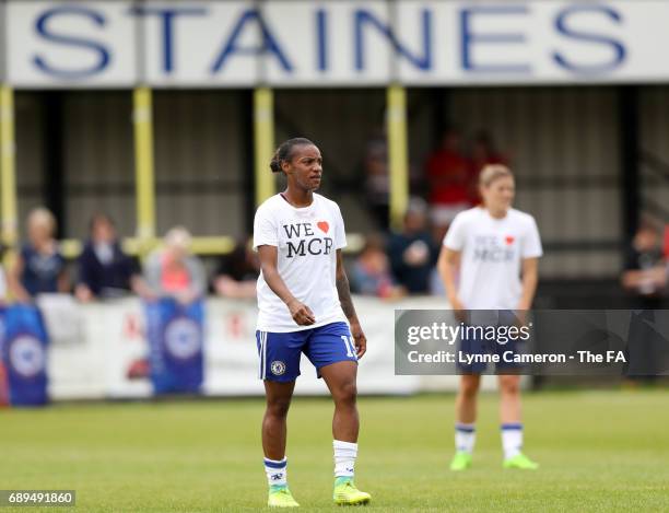 Crystal Dunn of Chelsea Ladies before the match WSL1 Spring Series match at Wheatsheaf Park between Chelsea Ladies v Liverpool Ladies: WSL1 on May...
