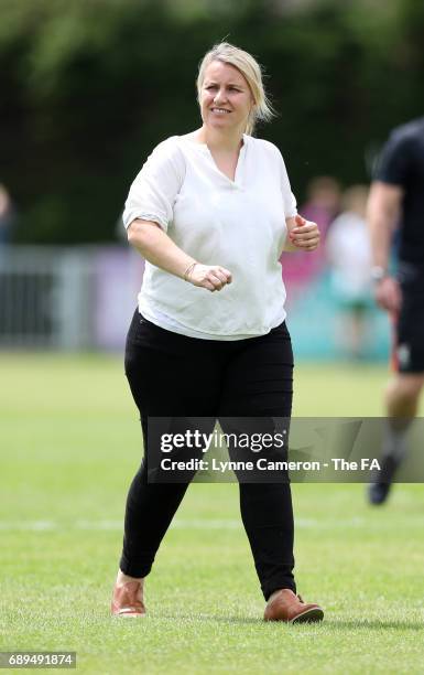 Emma Hayes manager of Chelsea Ladies before the match WSL1 Spring Series match at Wheatsheaf Park between Chelsea Ladies v Liverpool Ladies: WSL1 on...