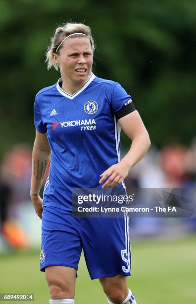 Gilly Flaherty of Chelsea Ladies during the match WSL1 Spring Series match at Wheatsheaf Park between Chelsea Ladies v Liverpool Ladies: WSL1 on May...