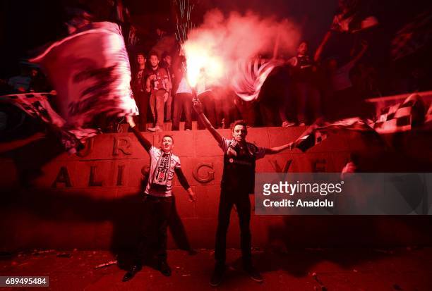 Besiktas fans celebrate after Besiktas won their 15th Turkish Spor Toto Super Lig title by defeating Gaziantepspor 4-0, in Ankara, Turkey on May 28,...