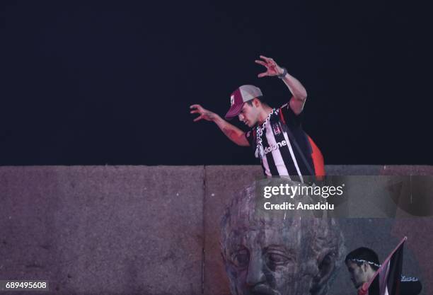 Besiktas fans celebrate after Besiktas won their 15th Turkish Spor Toto Super Lig title by defeating Gaziantepspor 4-0, in Ankara, Turkey on May 28,...