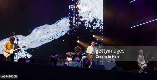 Matthew Followill, Caleb Followill and Jared Followill of Kings of Leon headline and perform on stage on Day 2 of BBC Radio 1's Big Weekend 2017 at...