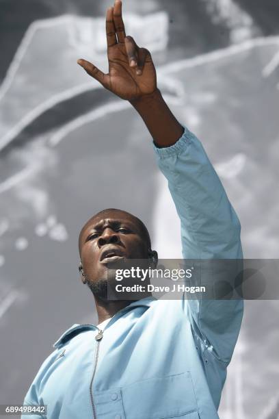 Stormzy attends Day 2 of BBC Radio 1's Big Weekend 2017 at Burton Constable Hall on May 28, 2017 in Hull, United Kingdom.