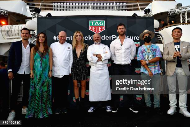 Chef Philippe Etchebest, Fashion blogger and model Chiara Ferragni, Actor Chris Hemsworth, TAG Heuer CEO Jean-Claude Biver at the TAG Heuer Culinary...