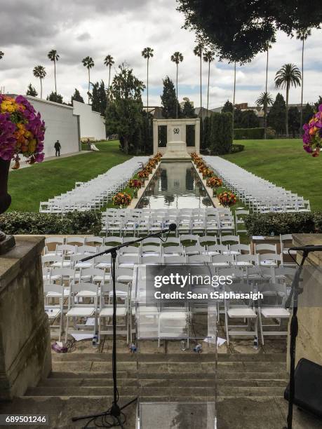 View from the altar looking out at Chris Cornell's funeral services at Hollywood Forever on May 26, 2017 in Hollywood, California. The grunge-rock...