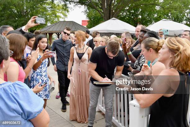 Adrienne Camp and Jeremy Camp arrive at the 5th Annual KLOVE Fan Awards at The Grand Ole Opry on May 28, 2017 in Nashville, Tennessee.