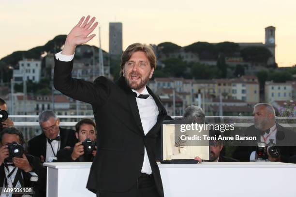 Palme d'Or Ruben Ostlund attends the winners photocall during the 70th annual Cannes Film Festival at Palais des Festivals on May 28, 2017 in Cannes,...