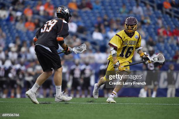 Josh Melton of the Salisbury Sea Gulls during the Division III Men's Lacrosse Championship held at Gillette Stadium on May 28, 2017 in Foxboro,...