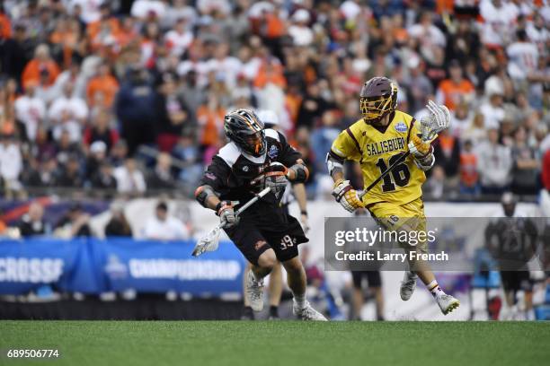 Josh Melton of the Salisbury Sea Gulls during the Division III Men's Lacrosse Championship held at Gillette Stadium on May 28, 2017 in Foxboro,...