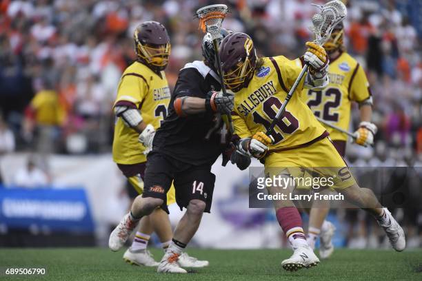 Corey Gwin of the Salisbury Sea Gulls during the Division III Men's Lacrosse Championship held at Gillette Stadium on May 28, 2017 in Foxboro,...