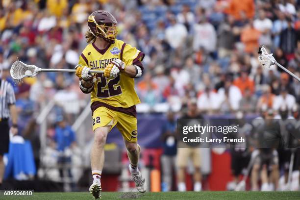 Nathan Blondino of the Salisbury Sea Gulls during the Division III Men's Lacrosse Championship held at Gillette Stadium on May 28, 2017 in Foxboro,...