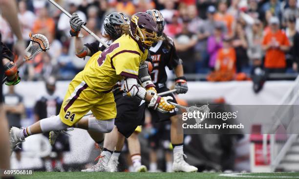 Kevin McDermott of the Salisbury Sea Gulls during the Division III Men's Lacrosse Championship held at Gillette Stadium on May 28, 2017 in Foxboro,...