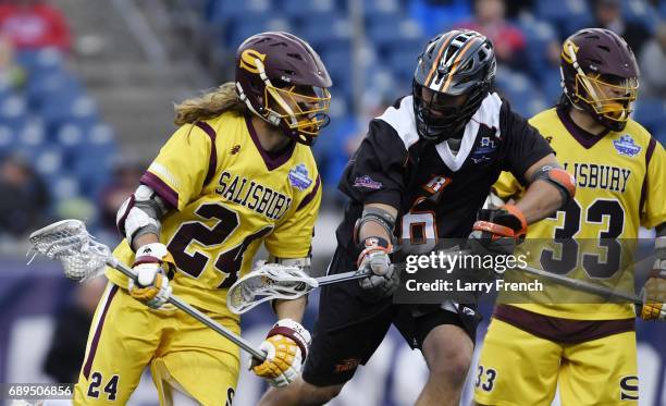 Kevin McDermott of the Salisbury Sea Gulls during the Division III Men's Lacrosse Championship held at Gillette Stadium on May 28, 2017 in Foxboro,...