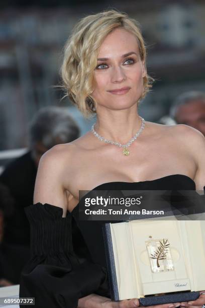 Actress Diane Kruger, who won the award for best actress for her part in the movie 'In The Fade' , attends the winners photocall during the 70th...