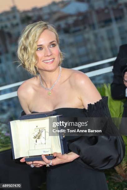 Actress Diane Kruger, who won the award for best actress for her part in the movie 'In The Fade' , attends the winners photocall during the 70th...