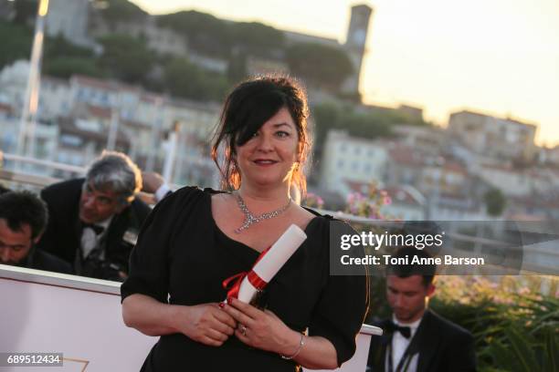 Lynne Ramsey winner of the award for Best Screenplay for the movie 'You Were Never Really Here' attends the winners photocall during the 70th annual...