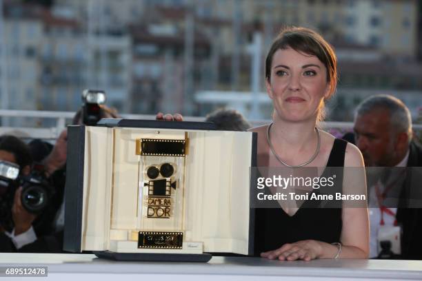 Director Leonor Serraille winner of the Camera d'Or for best first film for 'Jeune femme' attends the winners photocall during the 70th annual Cannes...