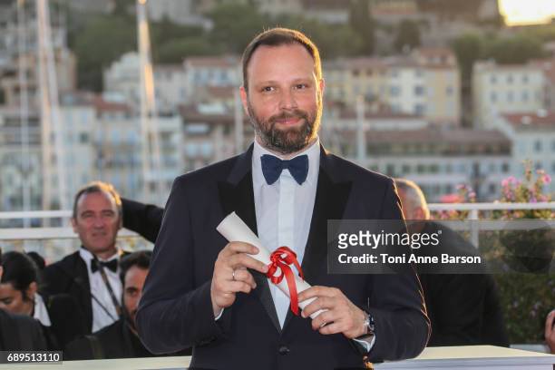 Yorgos Lanthimos winner of the award for Best Screenplay for the movie 'The Killing of a Sacred Deer' attends the winners photocall during the 70th...