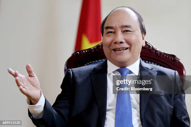 Nguyen Xuan Phuc, Vietnam's prime minister, speaks during an interview in Hanoi, Vietnam, on Saturday, May 27, 2017. Phuc said he is confident...