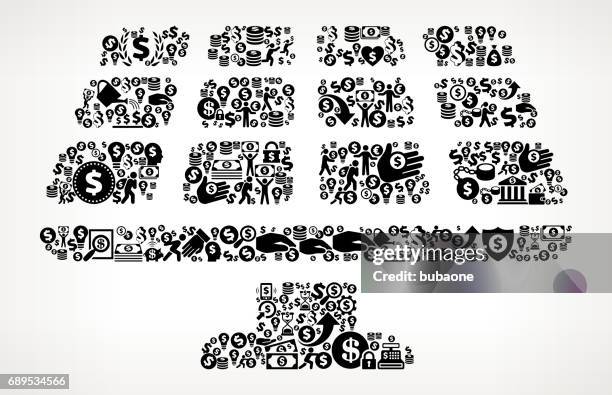 solar panel money and finance black and white icon background - solar panel worker stock illustrations