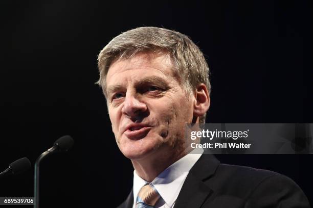 New Zealand Prime Minister Bill English makes his post budget speech to a business luncheon at the Sky City Convention Centre on May 26, 2017 in...