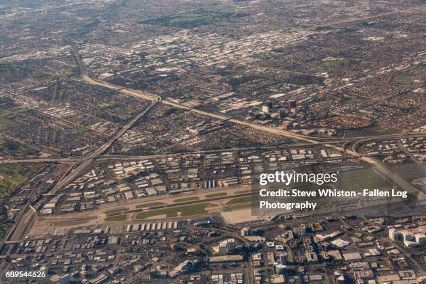 santa ana (john wayne) airport aerial view - john wayne airport stock pictures, royalty-free photos & images