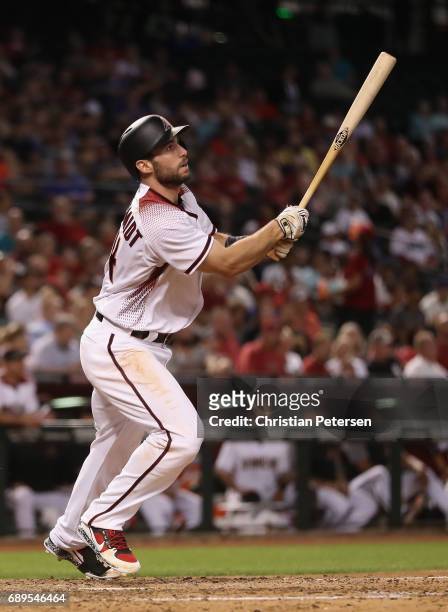 Paul Goldschmidt of the Arizona Diamondbacks hits a solo home run against the Chicago White Sox during the sixth inning of the MLB game at Chase...
