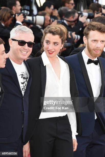 Robin Campillo, Adele Haenel and Arnaud Valois attend the Closing Ceremony during the 70th annual Cannes Film Festival at Palais des Festivals on May...