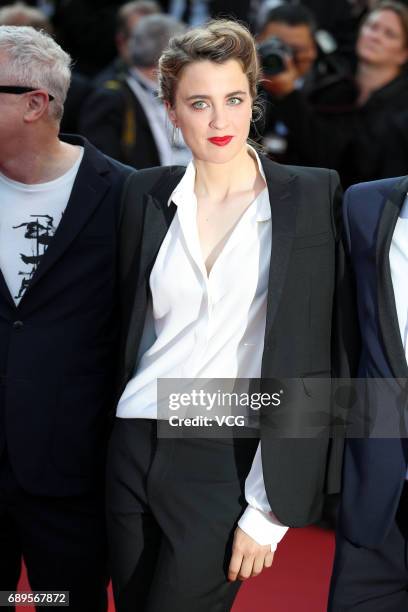 Actress Adele Haenel poses on red carpet of the Closing Ceremony during the 70th annual Cannes Film Festival at Palais des Festivals on May 28, 2017...