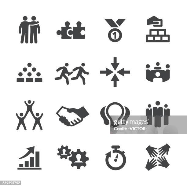 business teamwork icons - acme series - effort stock illustrations