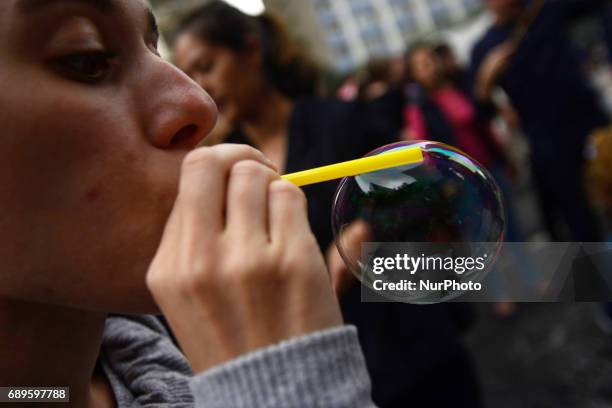 The Global Bubble Parade São Paulo happens on May 28, 2017 at Avenida Paulista, in Sao Paulo, Brazil. The event takes place in more than 50 countries...