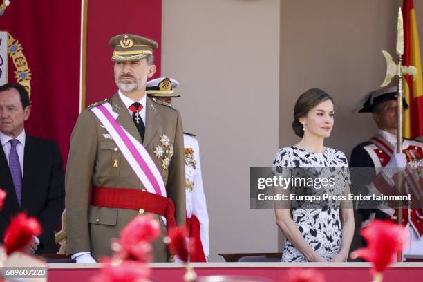 King Felipe of Spain and Queen Letizia of Spain attend Armed Forces Day on May 27, 2017 in Guadalajara, Spain.