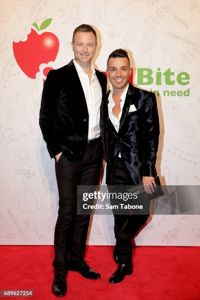 Tim Campbell and Anthony Callea arrive ahead of the SecondBite Waste Not Want Not Charity Dinner at Crown Palladium on May 29, 2017 in Melbourne,...