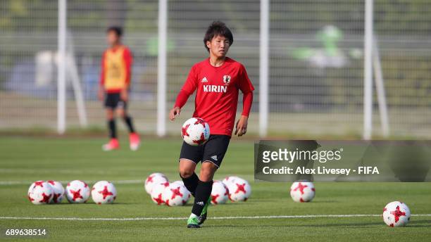 Daisuke Sakai of Japan during a training session at the Daejeon World Cup Stadium training pitch during the FIFA U-20 World Cup on May 29, 2017 in...