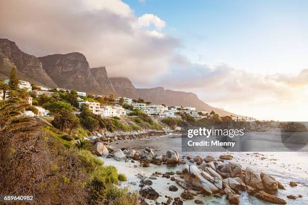 camps bay sunset twilight cape town south africa - camps bay stock pictures, royalty-free photos & images