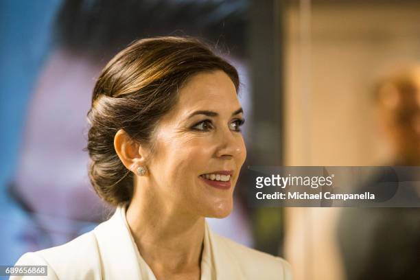 Crown Princess Mary of Denmark visiting the Designlounge on May 29, 2017 in Stockholm, Sweden.