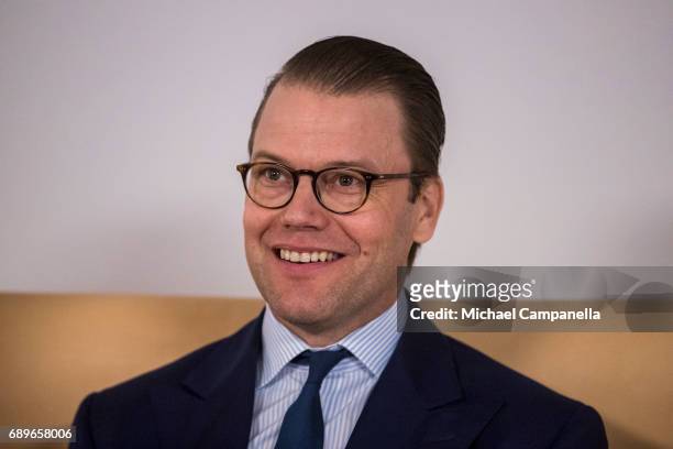 Crown Prince Daniel Of Sweden is seen visiting the Designlounge on May 29, 2017 in Stockholm, Sweden.