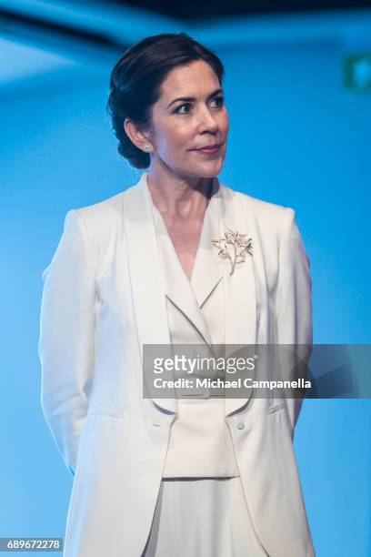 Crown Princess Mary Of Denmark is seen visiting the Designlounge on May 29, 2017 in Stockholm, Sweden.