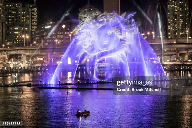 The Magicians of the Mist light show at Darling Harbour as part of Vivid Sydney on May 29, 2017 in Sydney, Australia. Vivid Sydney is an annual...